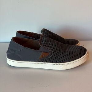 OluKai Womens Pehuea Shoes Size 10 Grey Slip-On Casual Mesh Drop Heel Sneakers